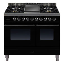 ILVE Roma Dual Fuel Freestanding Range Cooker Gloss Black